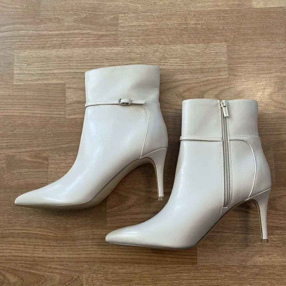 Calvin Klein Women’s Vivera Buckle Strap Stiletto Dress Booties Ivory 10M NIB - Picture 6 of 10